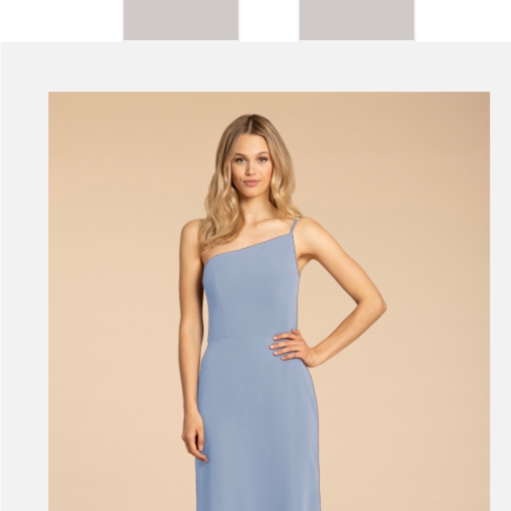 Hayley Paige One Shoulder Bridesmaid Dress-Cornflower